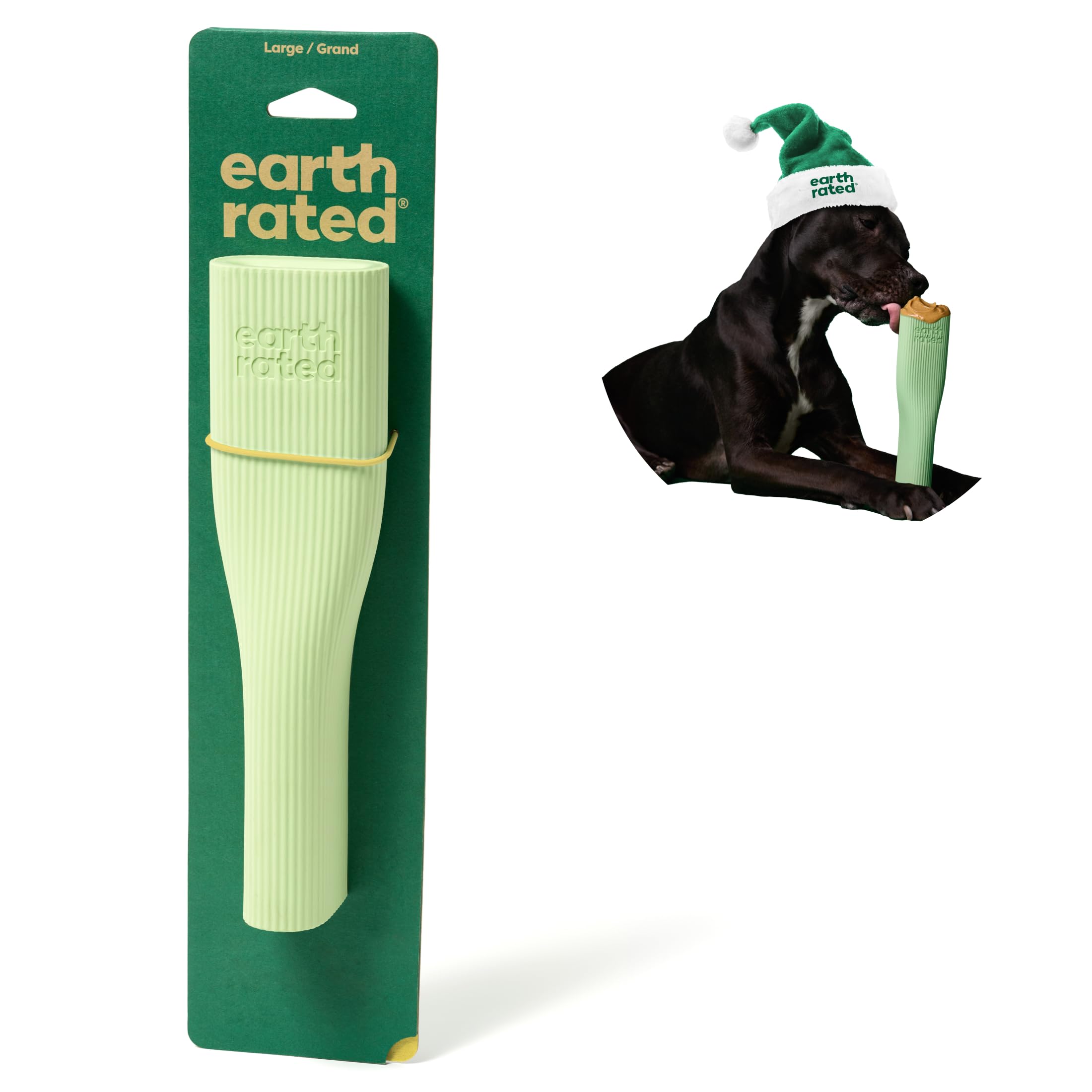 Earth Rated Dog Toy, Enrichment Toy for Adult and Puppy Dogs Dishwasher and Freezer-Safe, Natural Rubber, Large, Green