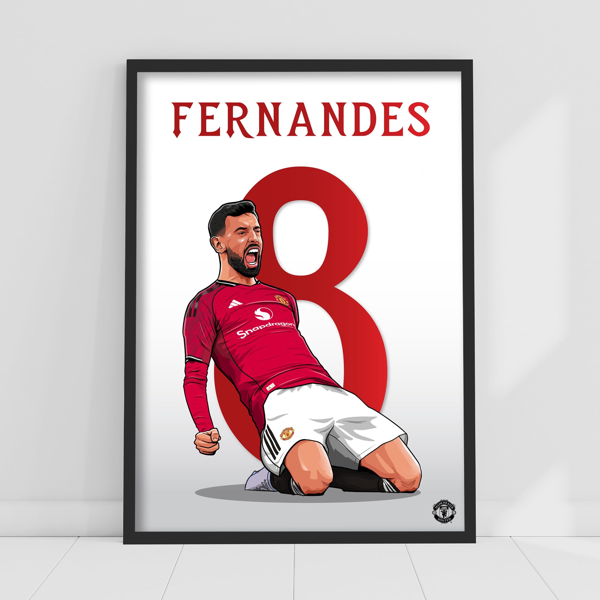 Themed Manchester United FC Print - Bruno Fernandes 25/26 Illustration Player Poster Football Wall Art (21cm x 29.7cm - A4)