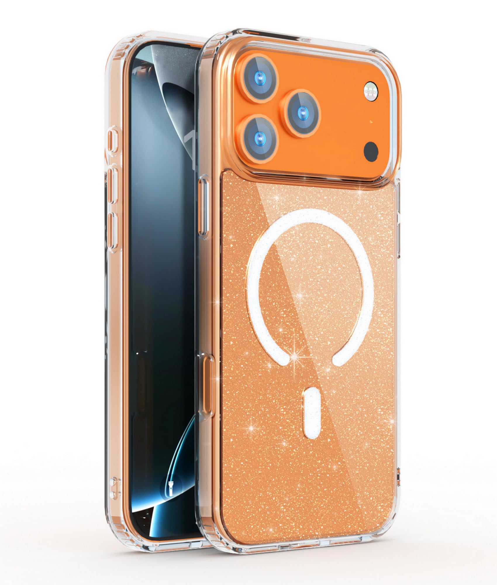 Xfilm Classic Hybrid Clear Case for iPhone 17 Pro Max Glitter MagSafe Compatible Military-Grade Protection