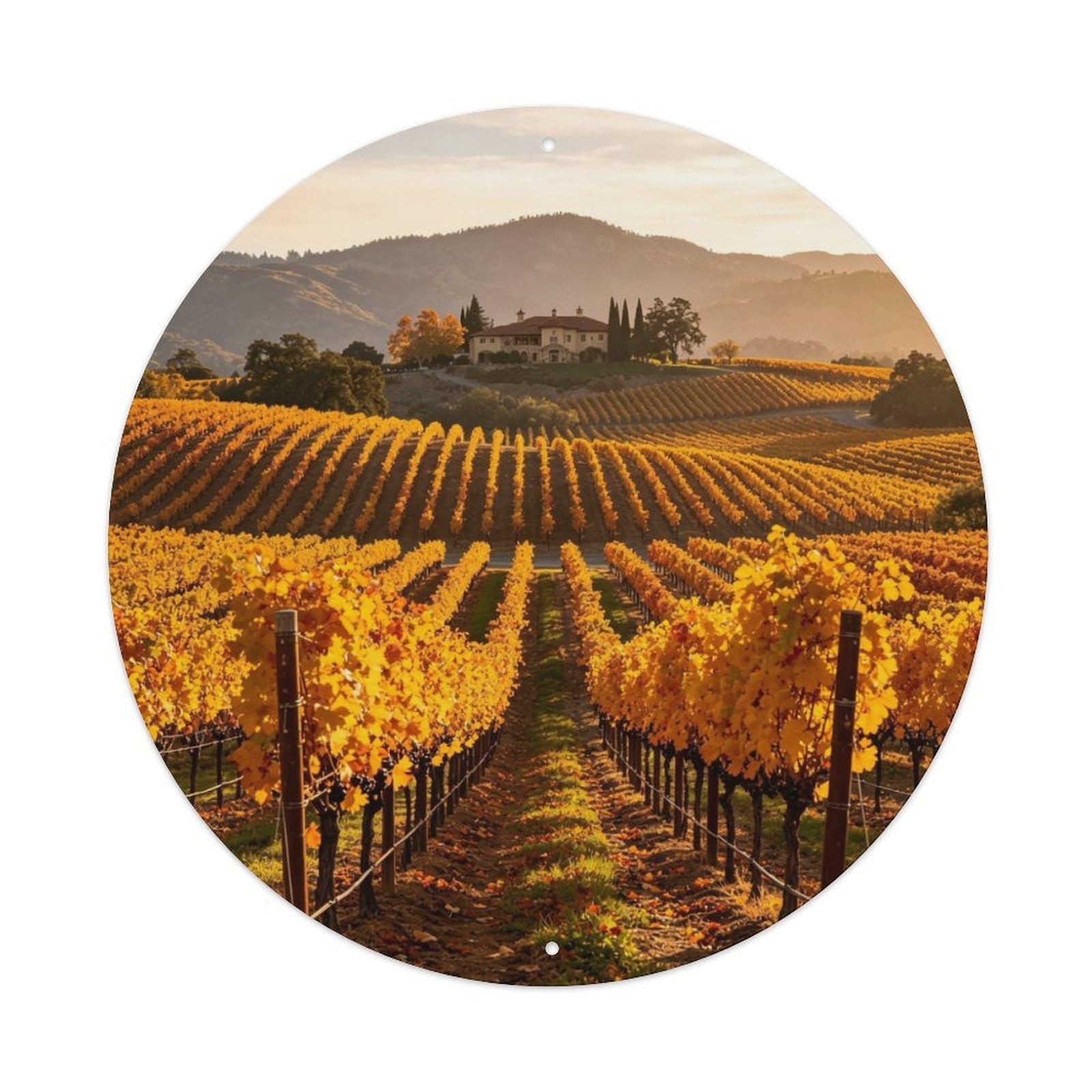 Napa Valley Vineyard Autumn Metal Tin Sign Plaque