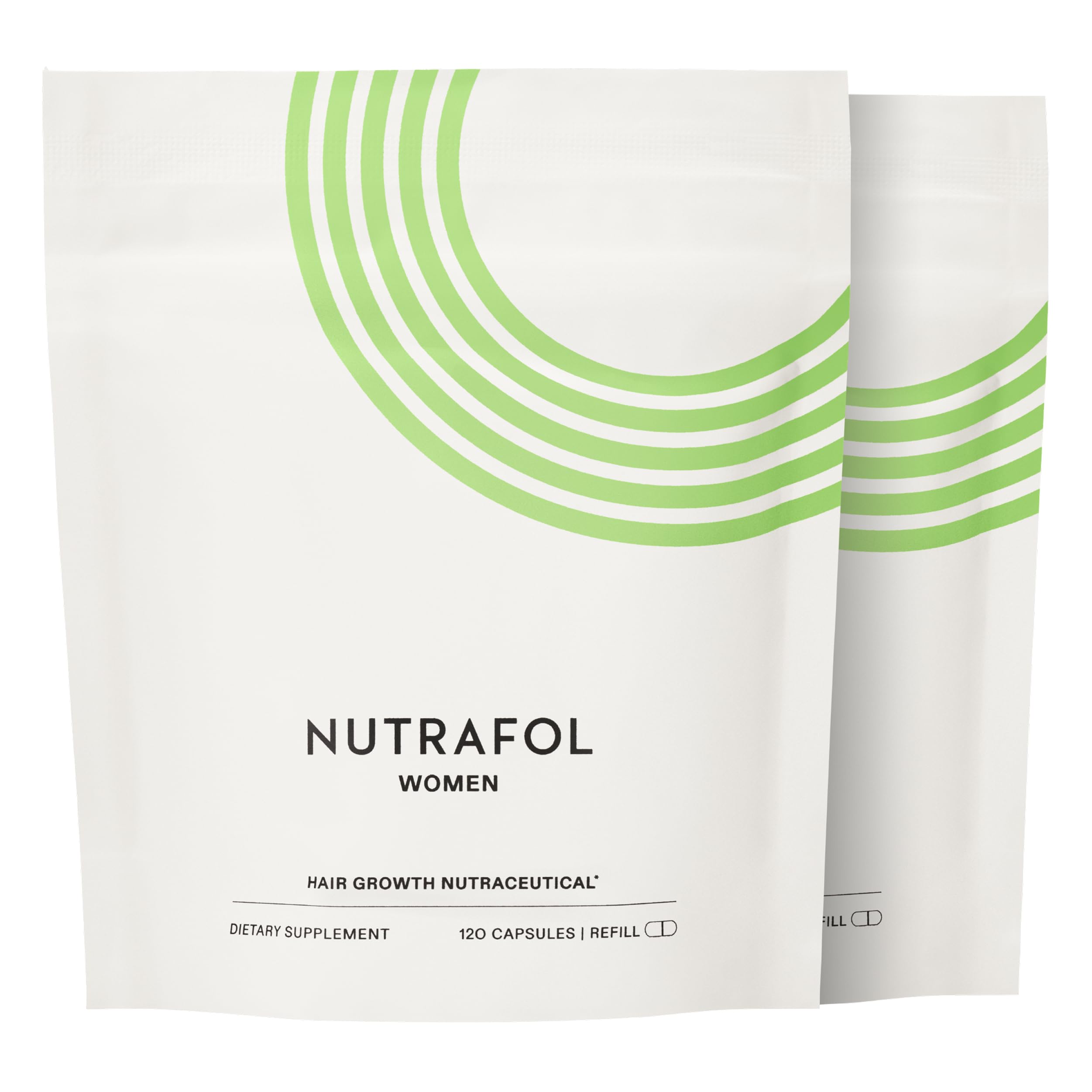 Nutrafol Women's Hair Growth Supplements, Ages 18-44, Clinically Proven for Visibly Thicker and Stronger Hair in 3-6 Months, Dermatologist Recommended - 2 Month Supply, 2 Refill Pouches
