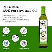 Vista 3 de De La Rosa Aceite de aguacate 100% puro, Kosher para Pascua, vegano, sin OMG y sin gluten, ideal para cocinar con alto punto de humo, primer aceite