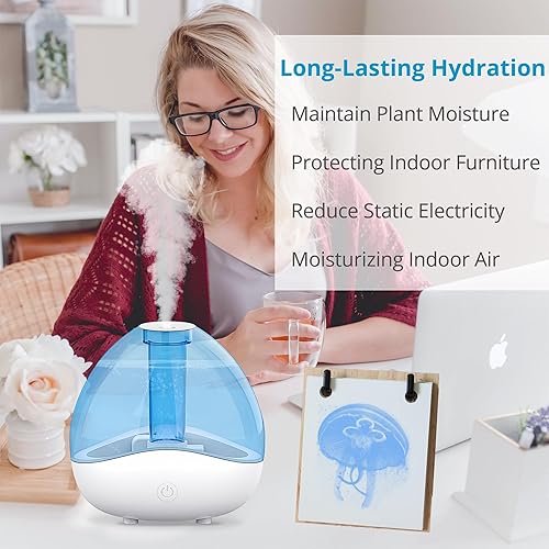 Miniatura 4 de Humidificador ultrasónico para dormitorio, humidificador silencioso de niebla fría para bebé, hogar, plantas, guardería, oficina, habitación pequeña