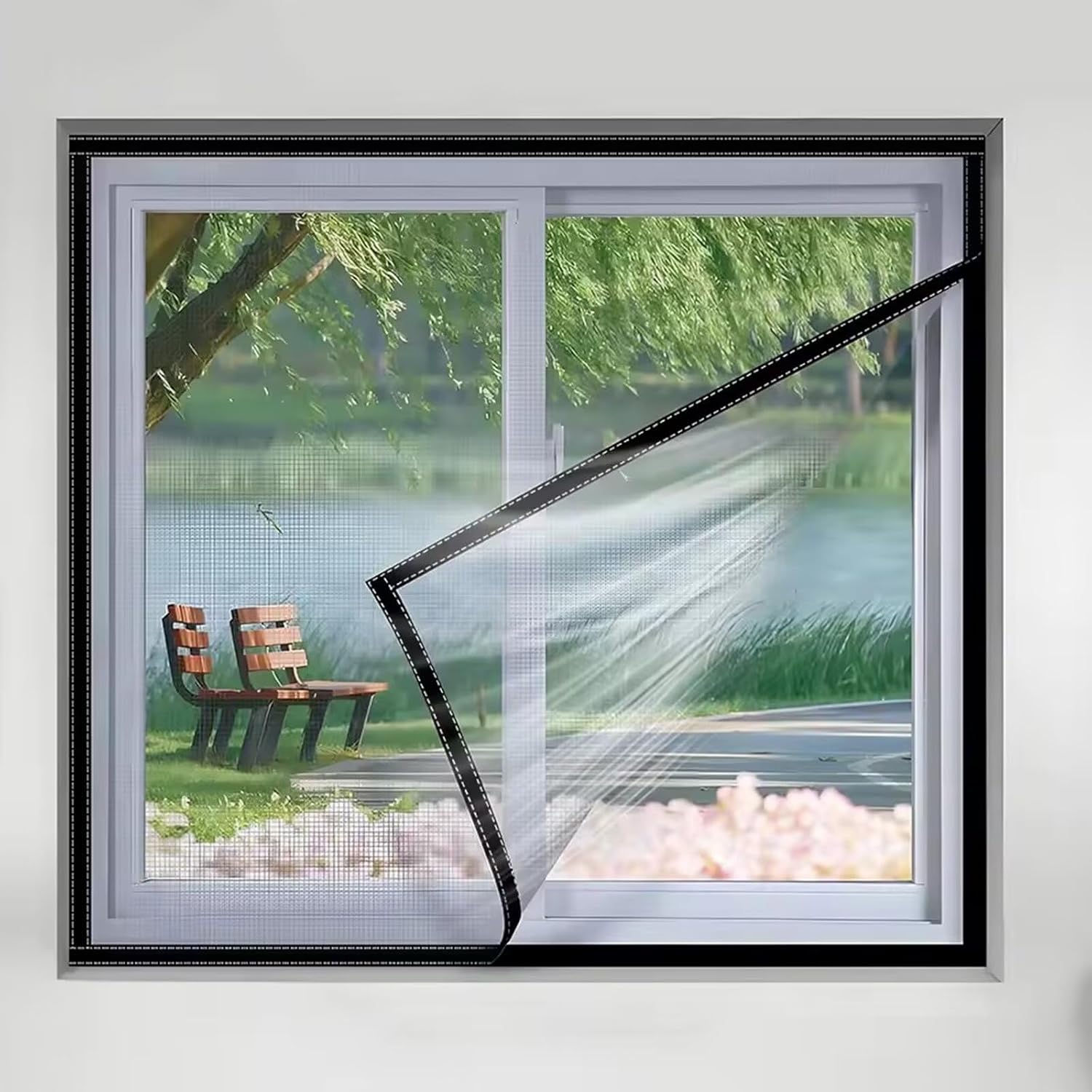 Universal Mosquito Net Screen 85 x 80 cm Mosquito Net for Doors and Windows, Easy to Assemble for Windows Against Insects and Flies, Black