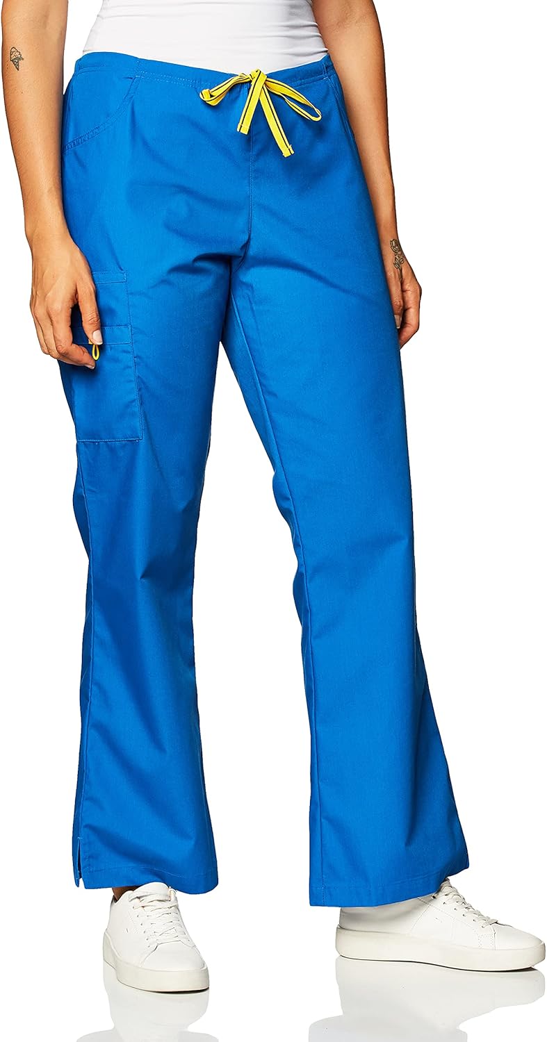 WonderWink Women's Scrubs Romeo Six-Pocket Flare Leg Pant - XS-5XL, 6 Pockets, Elastic Waistband with Convertible Drawstring 2X Flare Leg Cargo Pant Navy