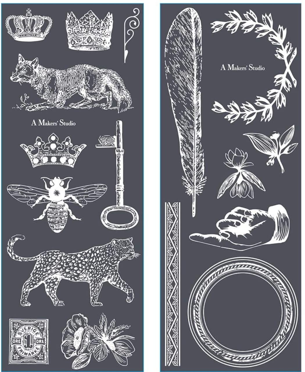 A Maker's Studio - Reusable Adhesive Mesh Stencil Sheet - Great for DIY Arts and Crafts - Suitable for Paints and Inks - Animal Kingdom Pattern (4.25