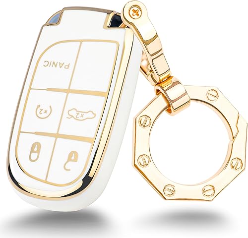 YHC Funda para llavero Dodge con llavero dorado para Grand Cherokee Renegade Chrysler Durango
