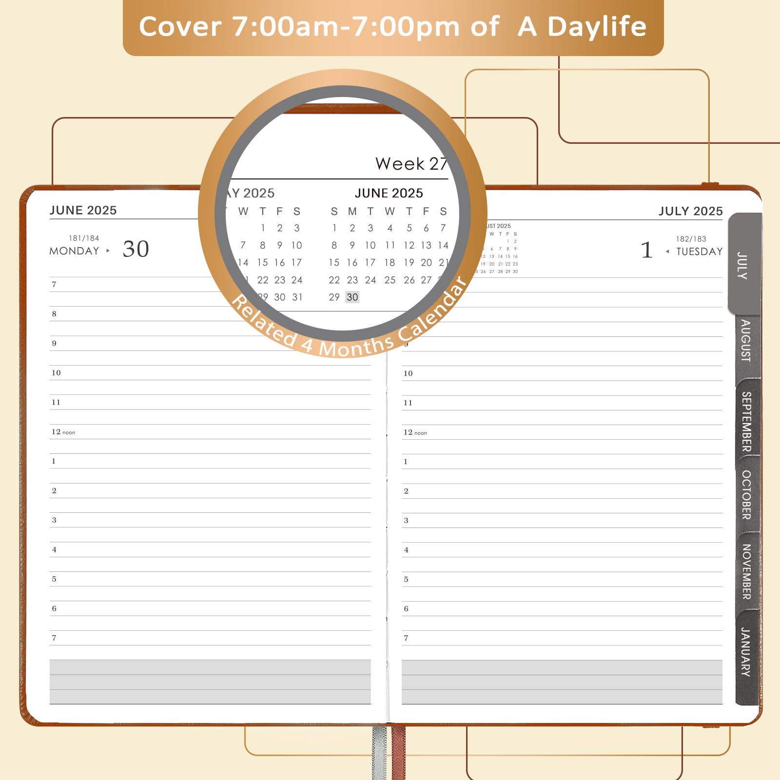 Agenda 2025-2026 Giornaliera - Da Luglio 2025 A Giugno 2026, Formato A5, Con Tasca E Segnalibri