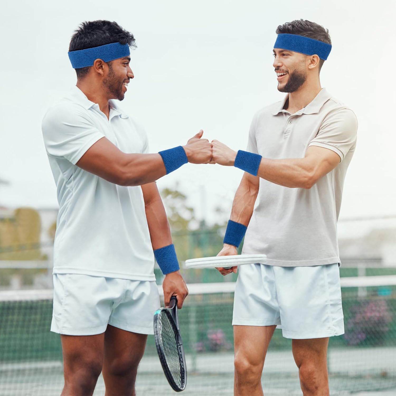 30 Pcs Sweatbands Wristbands Set Absorbent Terry Cloth Headbands Wristbands Neon Color Striped 80s Athletic Sweatbands for Sports Gym Exercise - Image 5