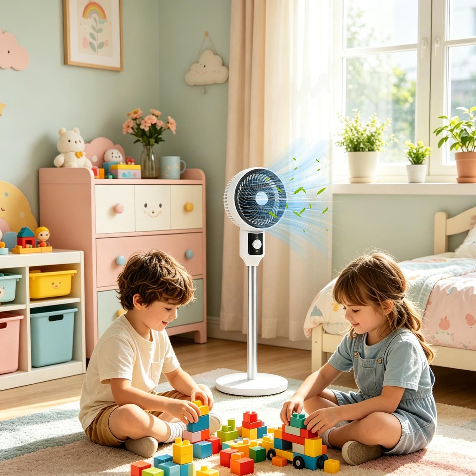 Generico Ventilatore a Piedistallo Angolo Regolabile a Basso Rumore | Ventilatore circolatore d'aria domestico Per proprietari di casa, affittuari, ufficio domestico, camera da , studio,