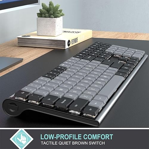 Miniatura 3 de Arteck Teclado mecánico de rendimiento inalámbrico USB de 2.4 G, interruptores marrón silenciosos, acero inoxidable de perfil bajo para