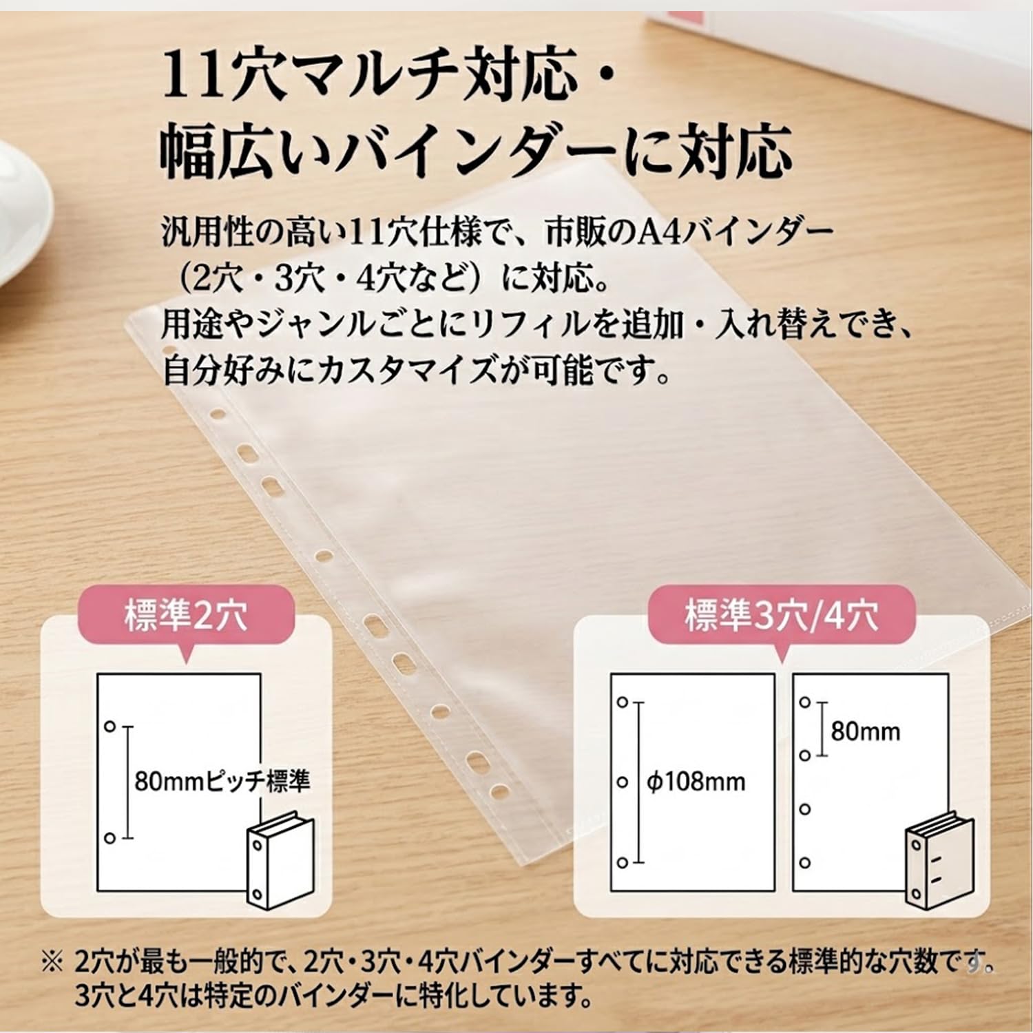 Amazon.co.jp: Hueapion シール収納 A4 リフィル 4ポケット 11穴 20枚