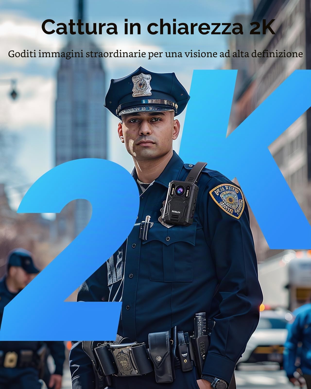 BOBLOV KJ23PRO 2K Fotocamere montate sul corpo, Body Cams Polizia da 128 GB integrata con visione notturna, batteria da 4000 mAh per 15 ore di registrazione, IP66, per forze dell'ordine, sicurezza