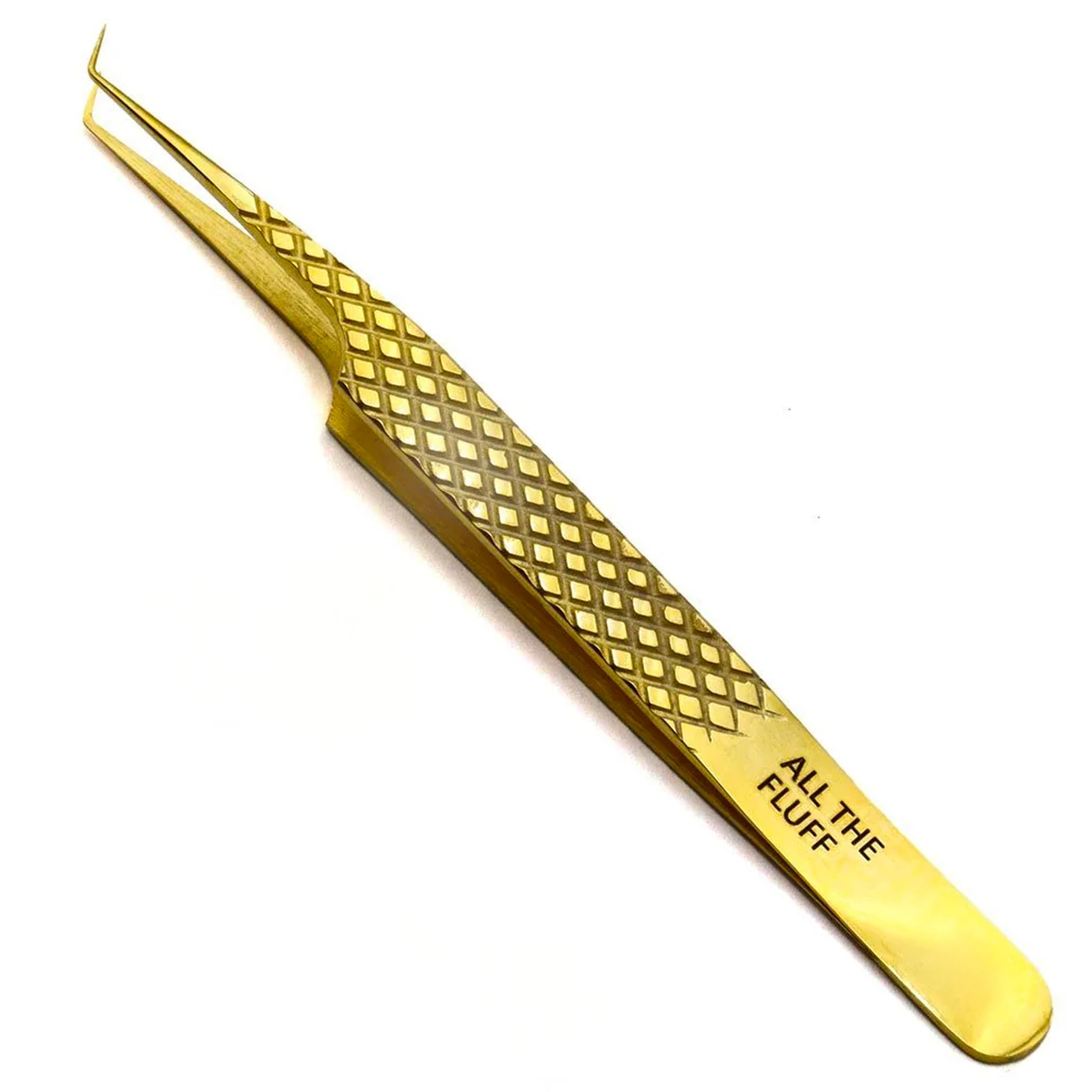 LLBA Lash Tweezer Professional False Lash Application Tool | Multi Shapes & Purposes Tweezers | Non-Slip Grip Tweezers for Volume, Isolation & Classic Lashes (Gold, All The Fluff)
