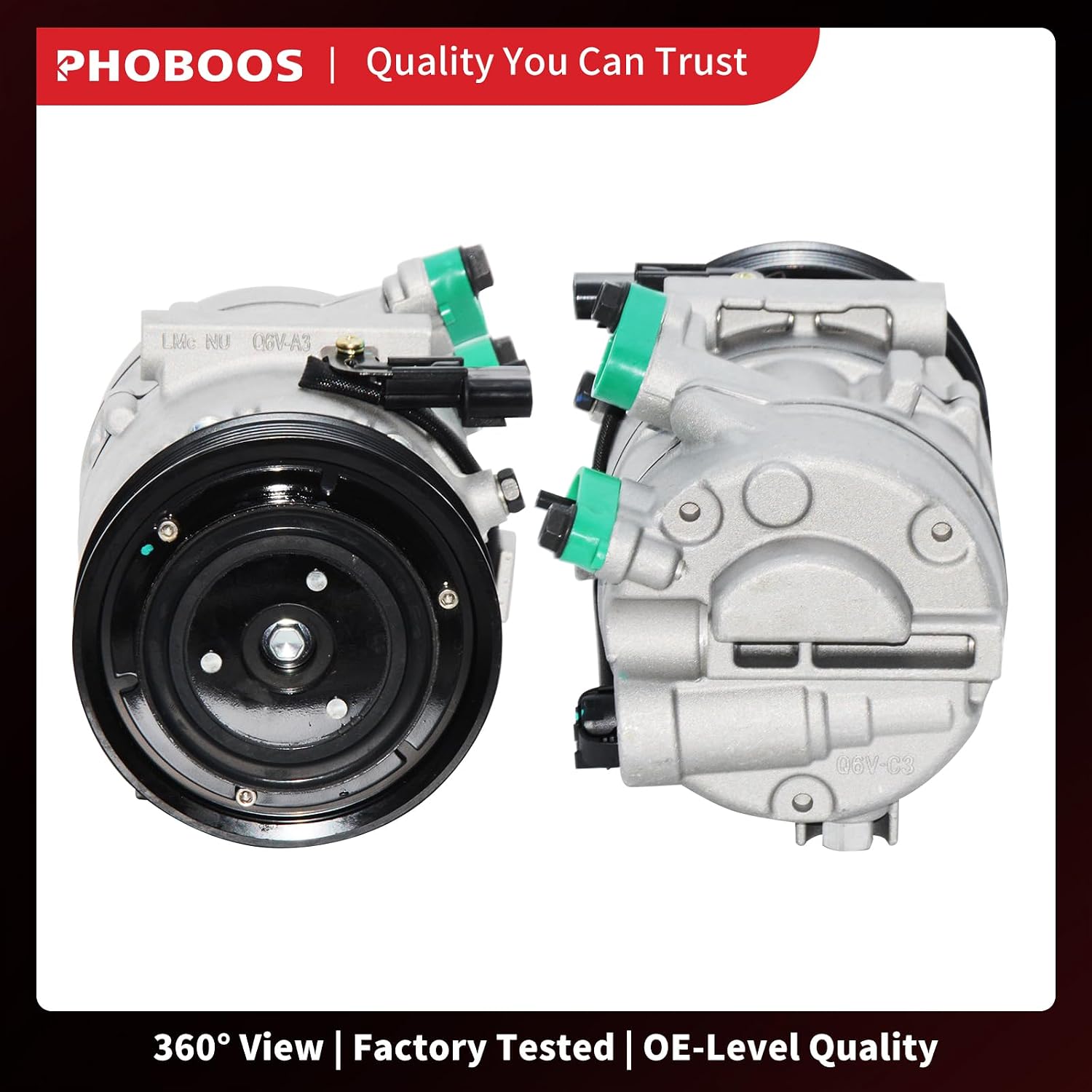 PHOBOOS A/C Compressor with Clutch Compatible with Hyundai Elantra/Elantra Coupe/Elantra GT 2014-2020, Kia Forte/Forte Koup/Forte 5/Soul 2014-2019, 1.8/2.0L, Fast Cooling, Low Noise, Ref. 197383