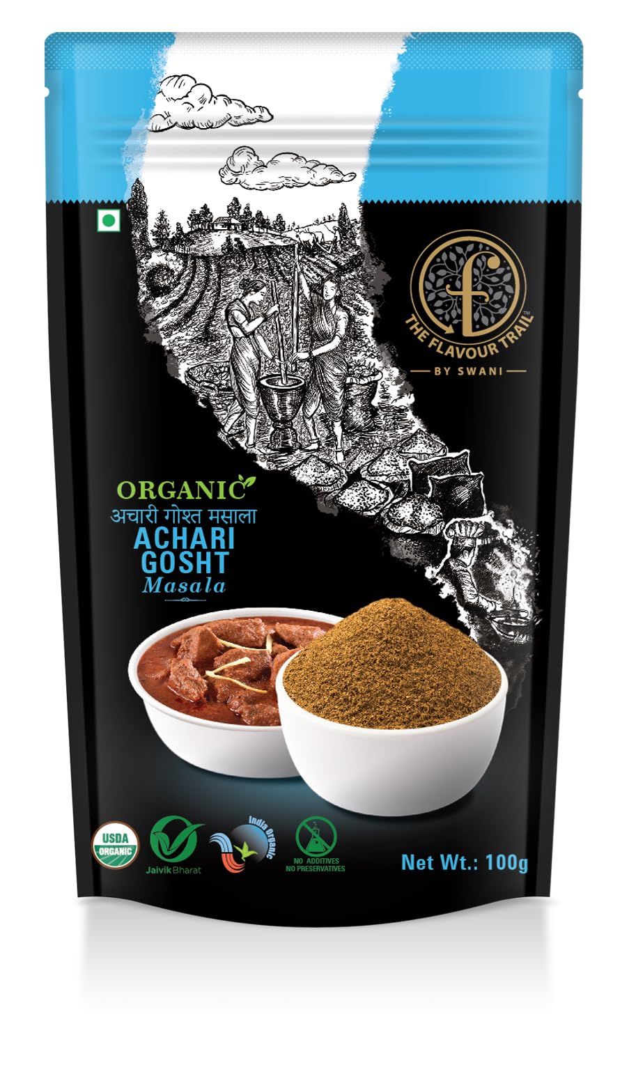 The Flavour Trail - Organic Achari Gosht Masala/ Tangy Achari Masala/ Veg Non-Veg Masala, 100 gm | Organically Farmed | Hygienically Processed | Pesticide-Free (B09BNSQ9PY) Amazon Price History, Amazon Price Tracker