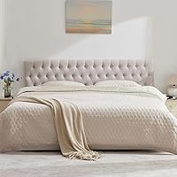 Vista 25 de Kingfun Cabecera tapizada para cama individual con diseño moderno de botones, cabecera ajustable de madera maciza, cabeceros acolchados de tela