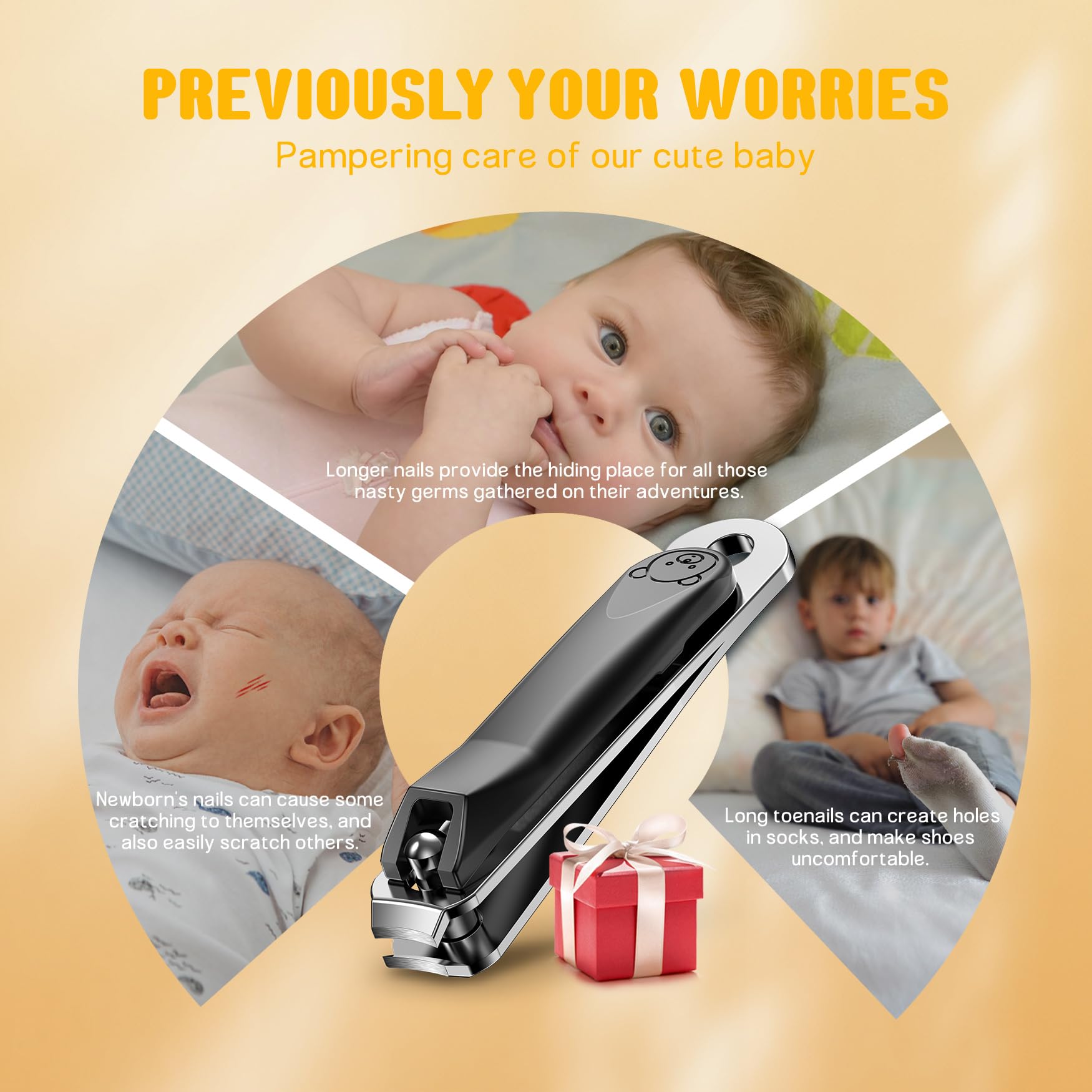 FVION Coupe Ongles Bébé/Enfant, Petit Coupe-Ongles en Acier Inoxydable, Coupe Ongle Sûr et Précis Avec Lime Intégrée pour Nouveau-Nés, Baby Nail Clippers (Noir)