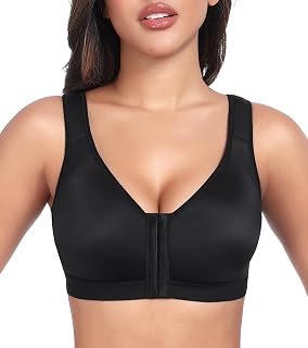 Women's Front Closure Posture Bra Full Coverage Back Support Everyday Wireless Comfy Unpadded Cup