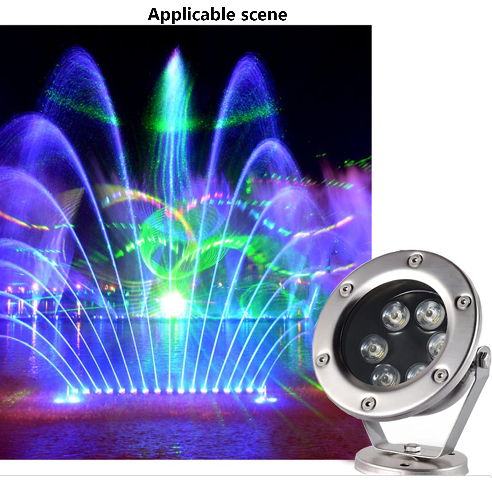 Lampada subacquea a LED da 9 W IP68 Lampada da stagno impermeabile a bassa tensione, Luce della fontana con regolazione dell'angolo flessibile(Green,12V)