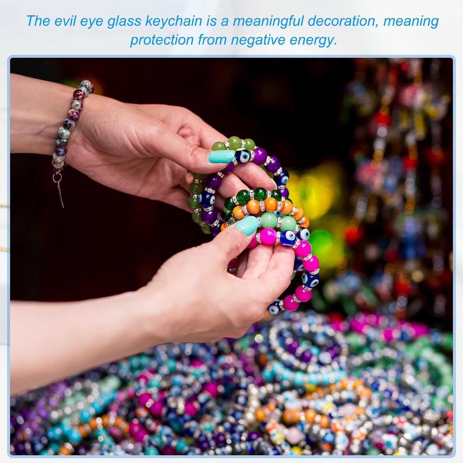 PATIKIL 12mm Evil Eye Beads, 10 Pcs Resin Turkish Evil Eye Charm Large Hole Beads Pendant Connector for DIY Art Craft Bracelet Necklace Earrings Making, Dark Blue - Image 5