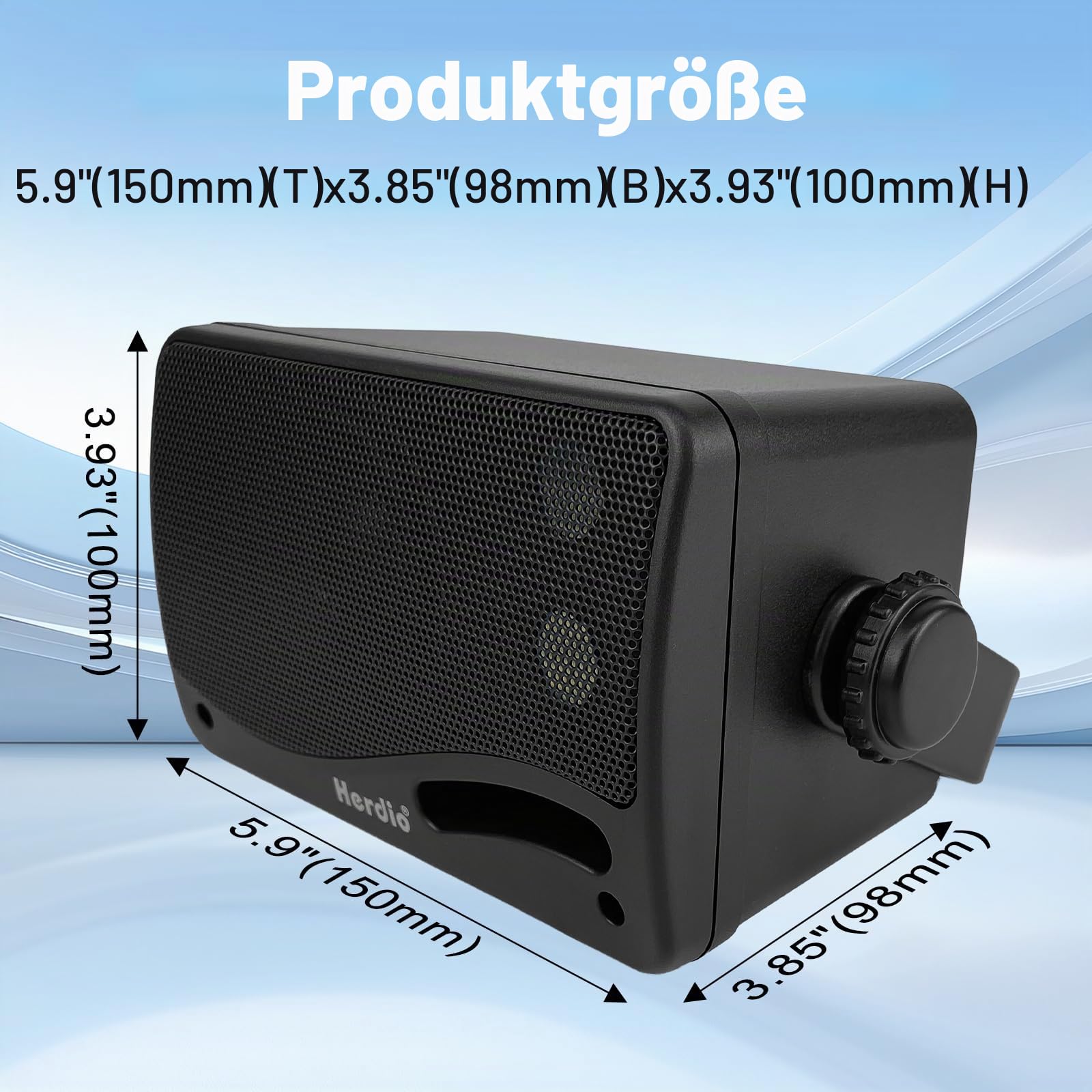 Herdio 3,5 Zoll passive Outdoor-Lautsprecher, kabelgebunden, wasserdicht, Wandmontage, Lautsprecher mit 400 W überlegenem Klang, Allwetter-Haltbarkeit, für Zuhause, Terrasse, Garten, Marine, Boot