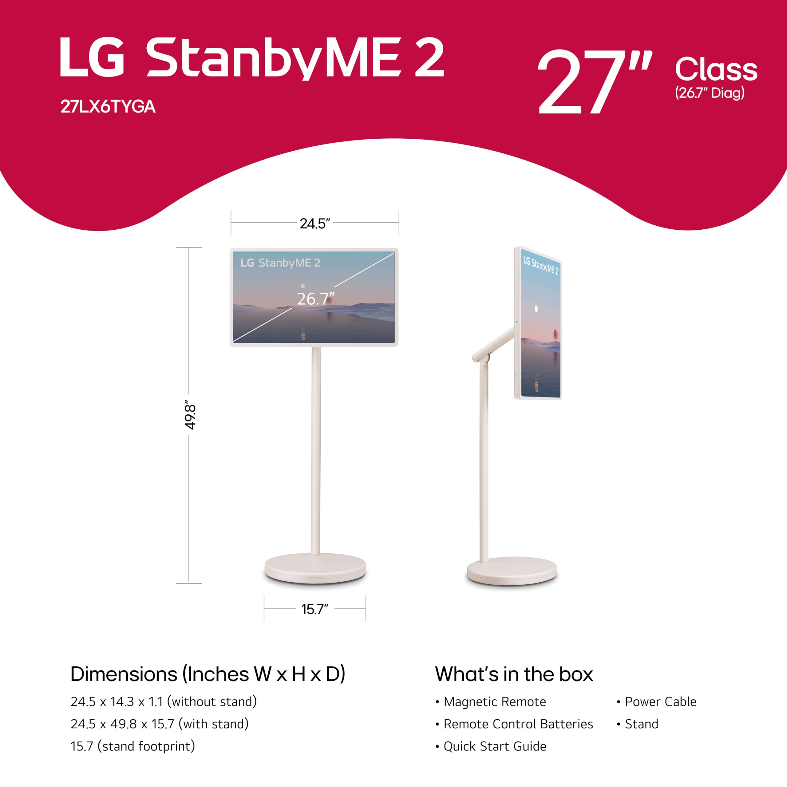 Amazon.com: LG 27-Inch StanbyME 2 with Folio Cover, Portable Touch