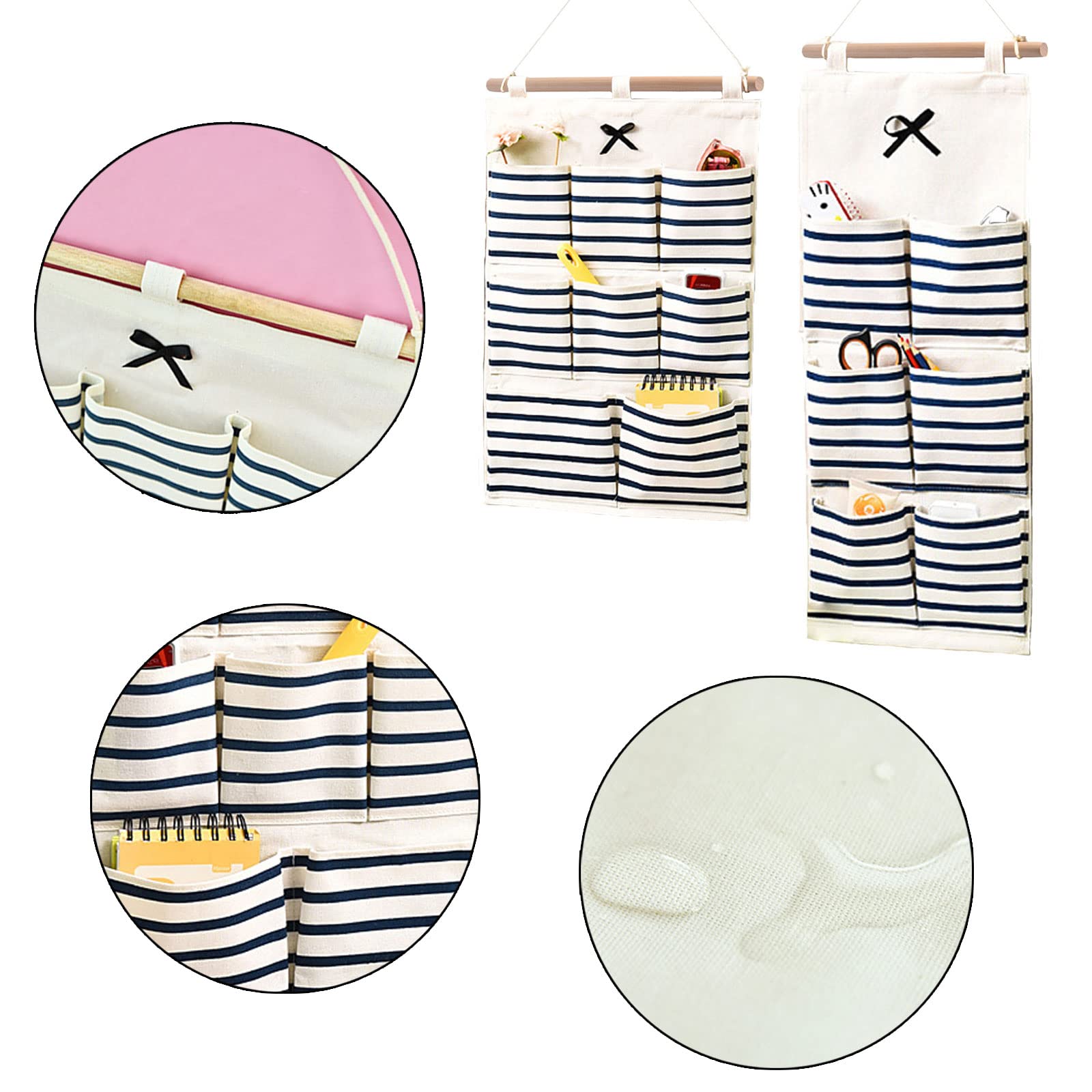 Organizer Da Parete 2 Pezzi - Borse Portaoggetti In Cotone E Lino - Foto 8