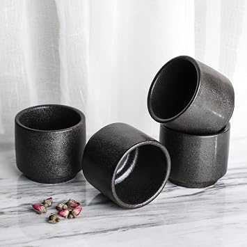 DE Ceramic Tea Cups Set of 4 Black