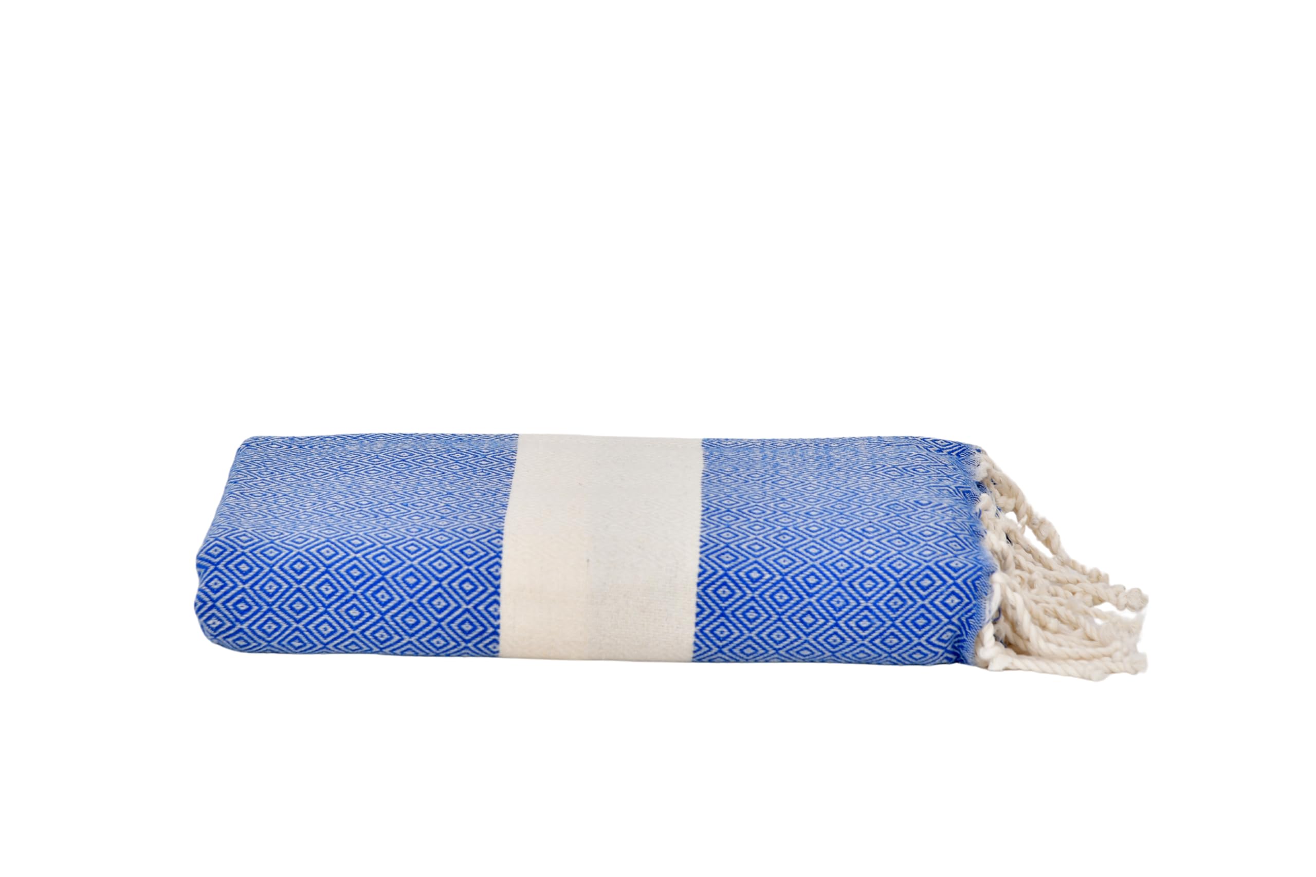 Serviette de plage XXL 200 x 200 cm en coton style fouta, couverture de plage et couverture de pique-nique, sans sable, séchage rapide (indigo, 200 x 200 cm)