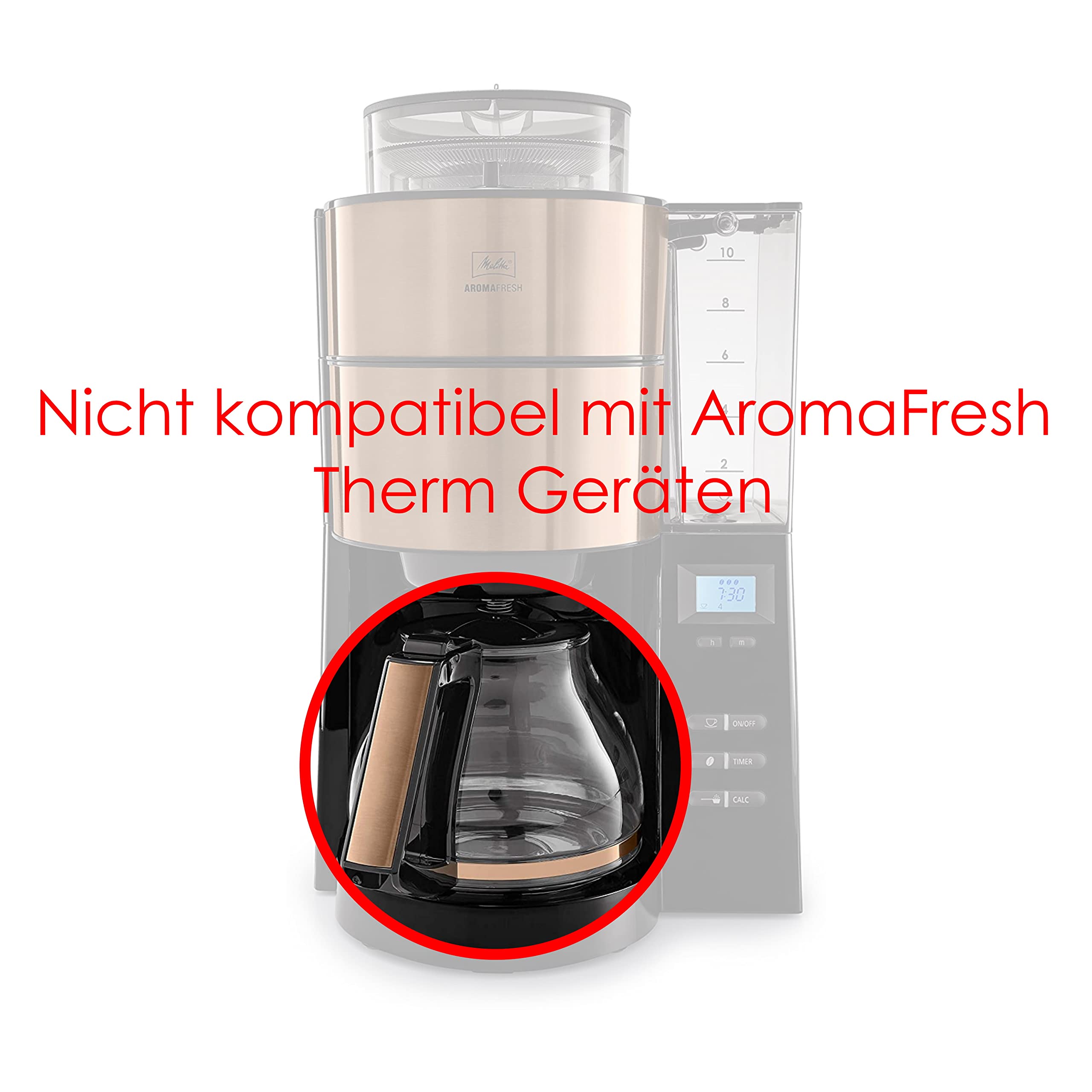 Melitta Glaskanne für AromaFresh & Look IV Deluxe/Timer Filterkaffeemaschine, kupfer