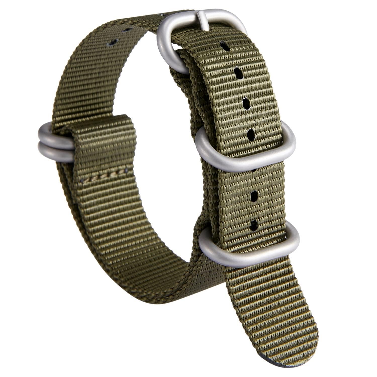 Nylon Watch Strap, Multicolor Watch Bands Replacement for Men Women 18mm 19mm 20mm 21mm 22mm 23mm 24mm G10 Premium Ballistic with Military Heavy Duty 5 Rings Silver/Black Stainless Steel Buckle — view 30