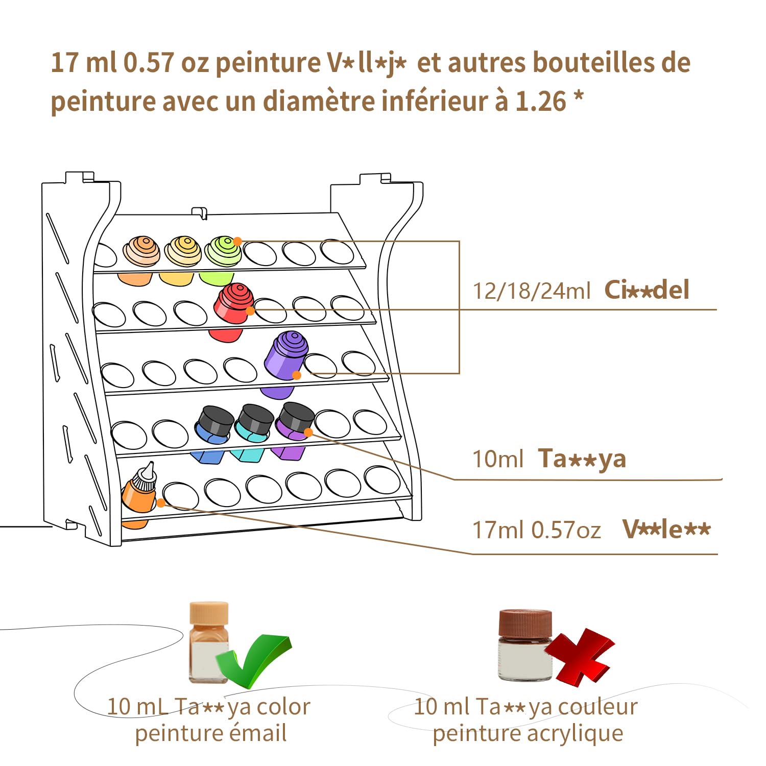 Organisateur de peinture pour modélisme en bois, support de peinture en MDF pour 35 bouteilles, pour l'artisanat adapté à Tamiya/Vallejo/Citadel, GK11