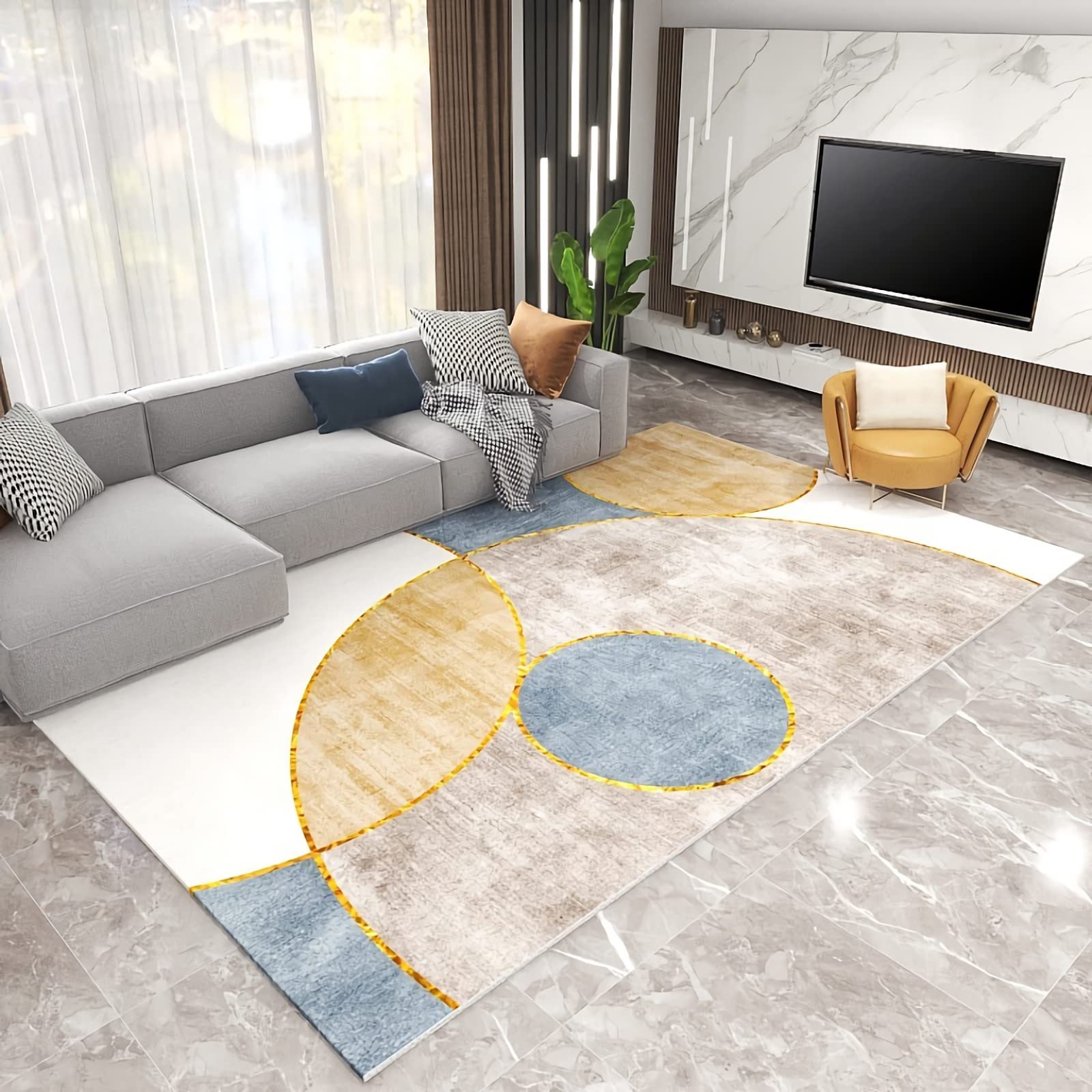 Tapis de chambre géométrique isolant et doux pour ado et adulte