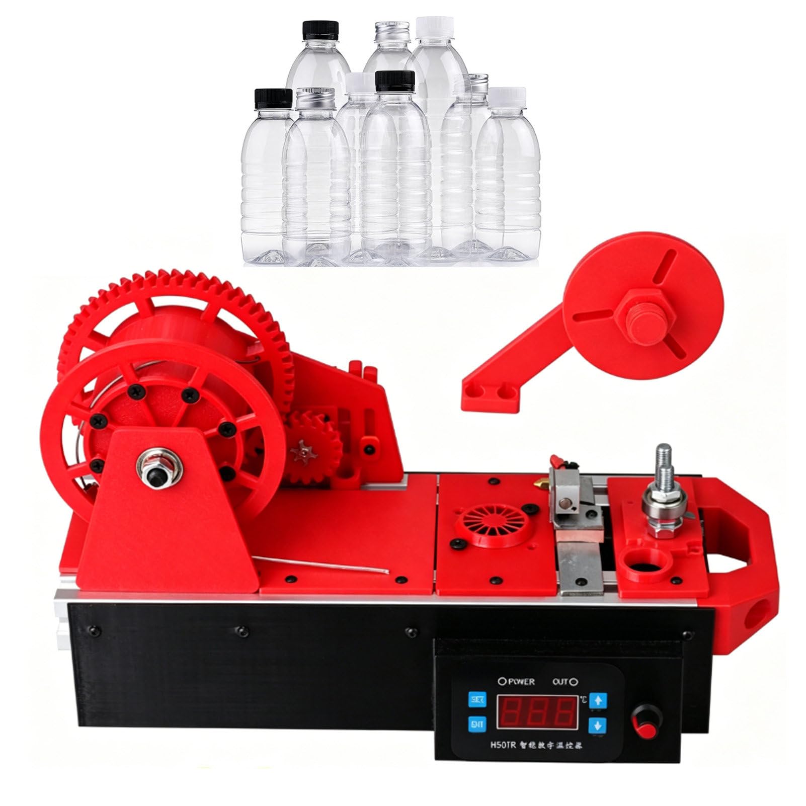 Pvxa 3D Printer Extruder Filament Maker Machine, Recycled PET Bottle Recycler for Families, Digital Temperature Control, for Families, DIY Makers, Small Studios Gray Red