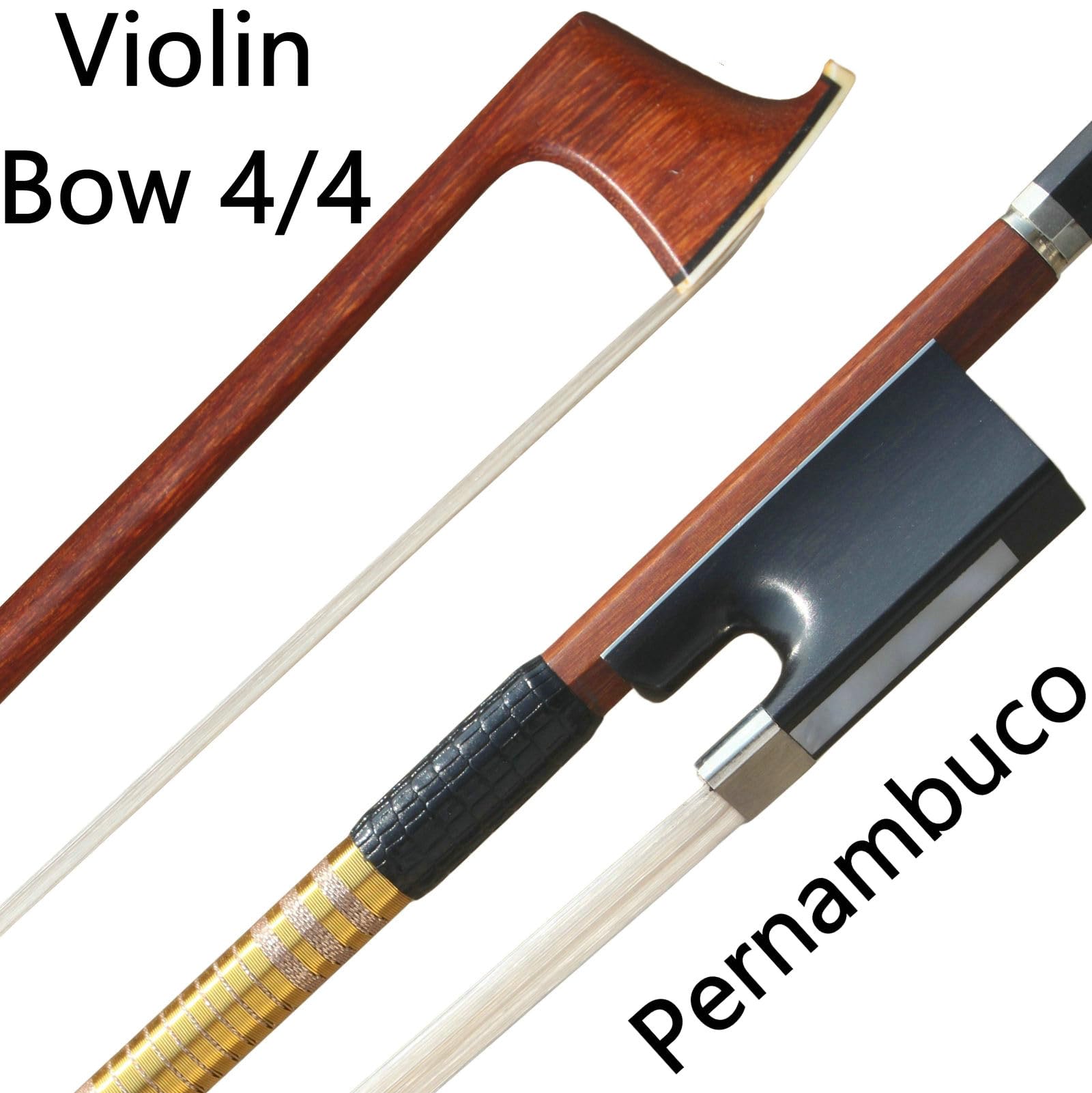 ARCRAW Master Pernambuco Wood Violin Bow 4/4 Full Size French PECCATTE Model Rococo Style Teacher Student Professional Stringed Instrument Round Stick Bow