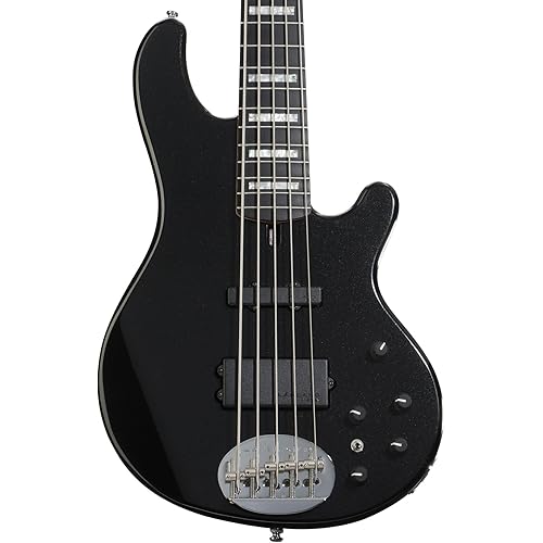 Lakland Skyline 55-02 Custom Bass Guitar - Black Sparkle with Ebony Fingerboard