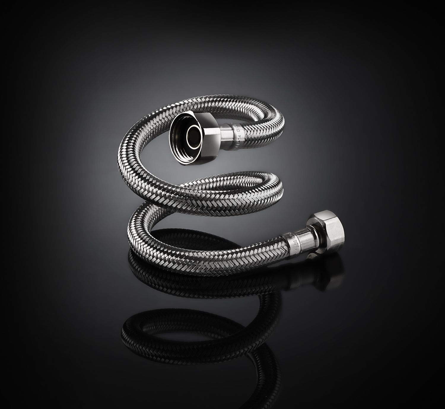 DVGW geprüfter Flexschlauch 3/8" ÜM x 3/8" ÜM Wasseranschluss-Anschlussschlauch Verlängerung Wasserhahn-Schlauch inkl. Dichtungen. Eckventil Schlauch Schlauchverlängerung Wasserhahn (Länge: 1000mm)