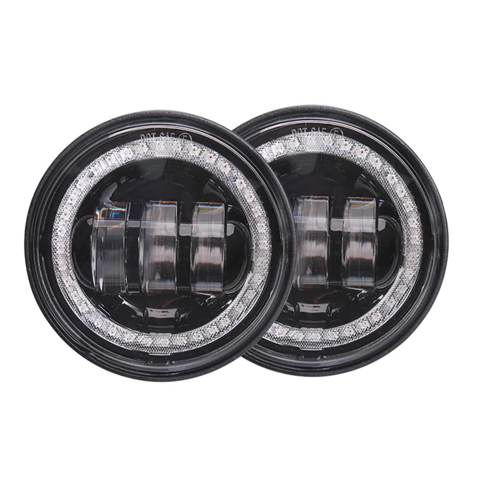 Światło Do Jazdy Motocykl 4,5 "4 1/2 LED światła mijania 30W lampa przeciwmgielna pomocnicza lampa do jazdy czarna lampa Halo Angel Eyes chromowana Reflektory motocyklowe