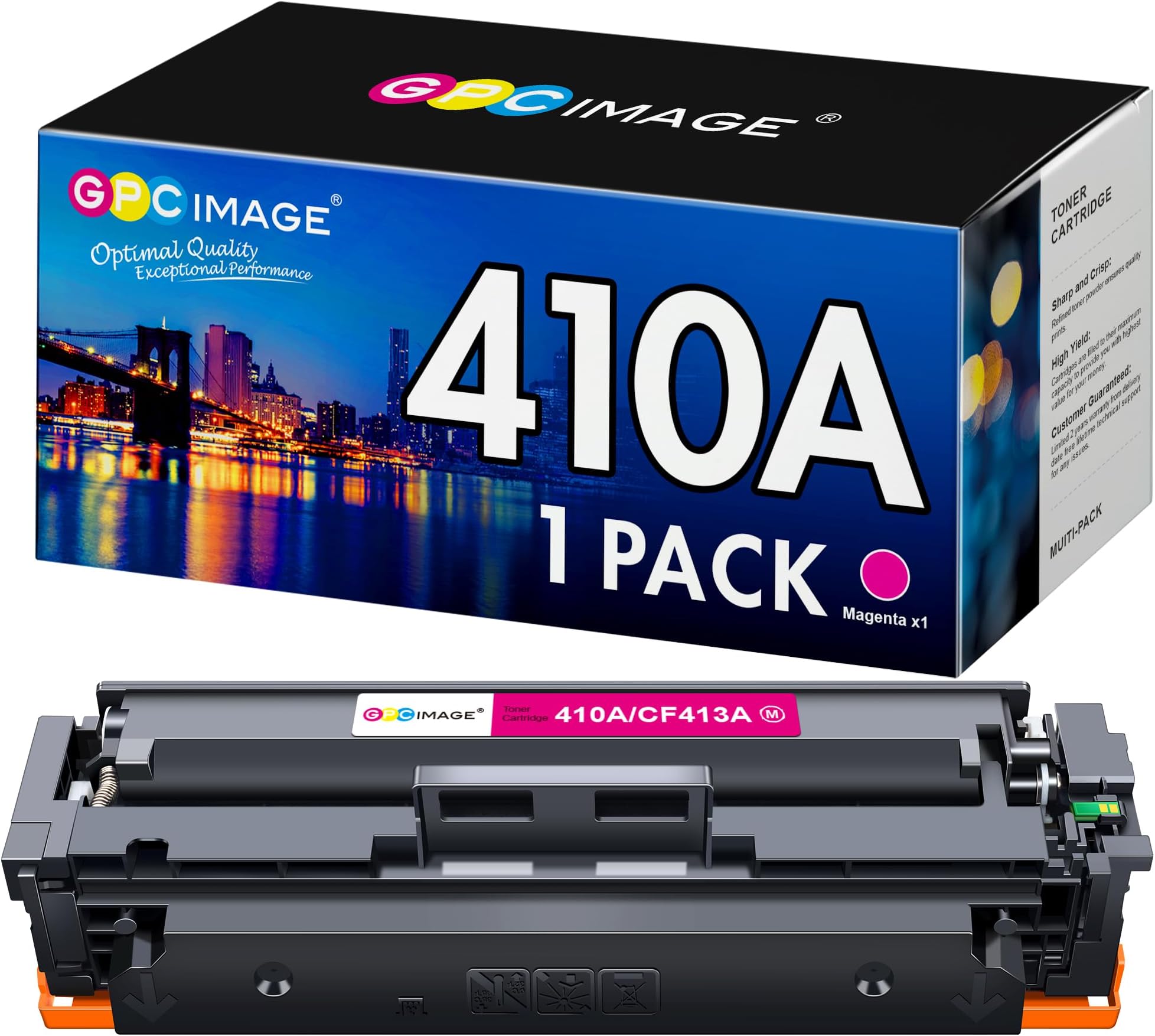 GPC Image Compatible Toner Cartridge Replacement for HP 410A CF413A Compatible with LaserJet Pro MFP M477fdw M477fdn M477fnw Pro M452dn M452nw M452dw Toner Printer Tray (1 Magenta)