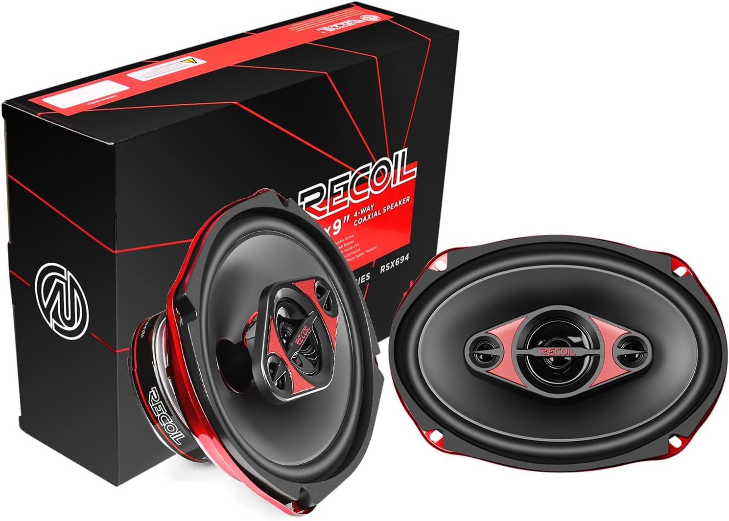 RECOIL RSX694 6x9 Inch 4 Way Coaxial Car Audio Speakers 240W Max Power Pair High-Performance & Balanced Sound with Mylar Midrange, Two Tweeters for Crisp Highs