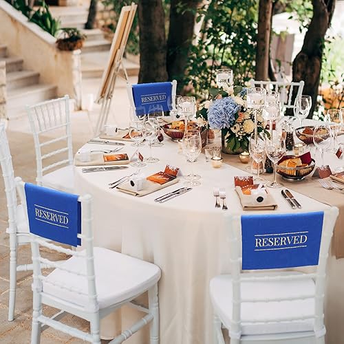 Miniatura 6 de Buryeah Letreros reservados para silla de iglesia con palabras impresas para bodas, fiestas, celebraciones, recepciones, iglesia o evento (azul, 12