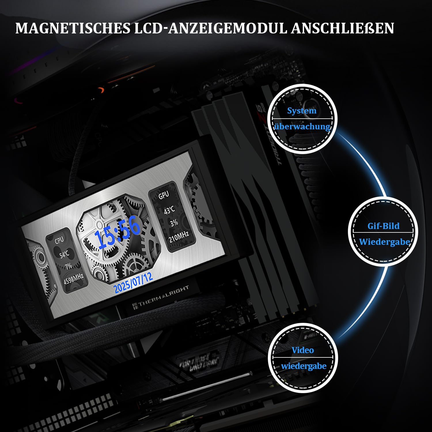 Thermalright Trofeo Vision 360 ARGB - Raffreddatore a liquido per CPU AM4/AM5, Intel LGA1851/1700,6,86" Full Color Display LCD con risoluzione 1280 x 480