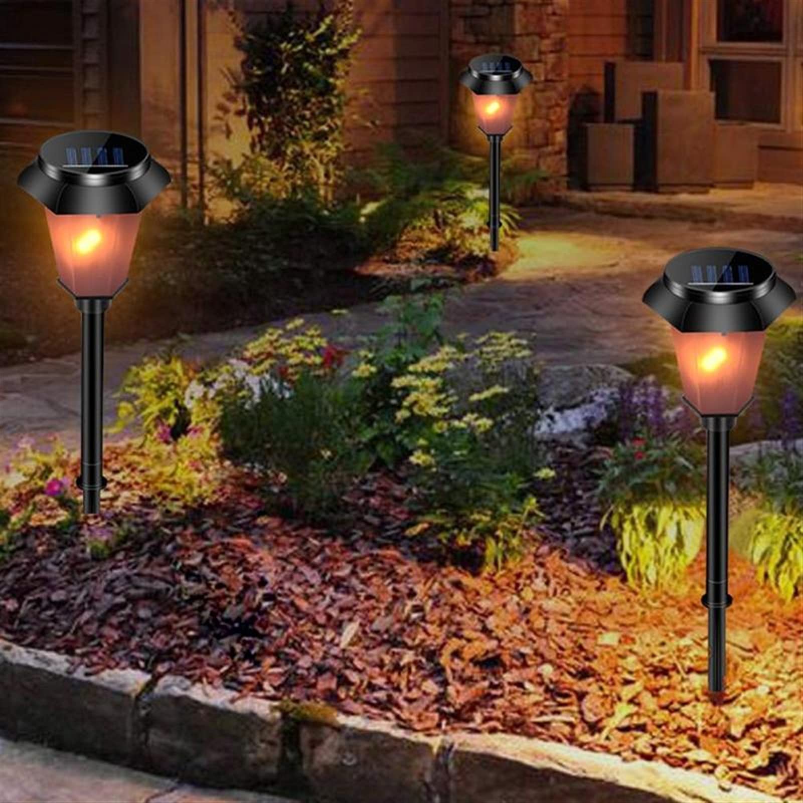Luces Jardín Lámpara Solar LED Luces de decoración de jardín al Aire Libre Luces de Llama Luces enterradas para Chalet Yard Paisaje Lámpara de jardín Lámpara de jardín Luz de Césped
