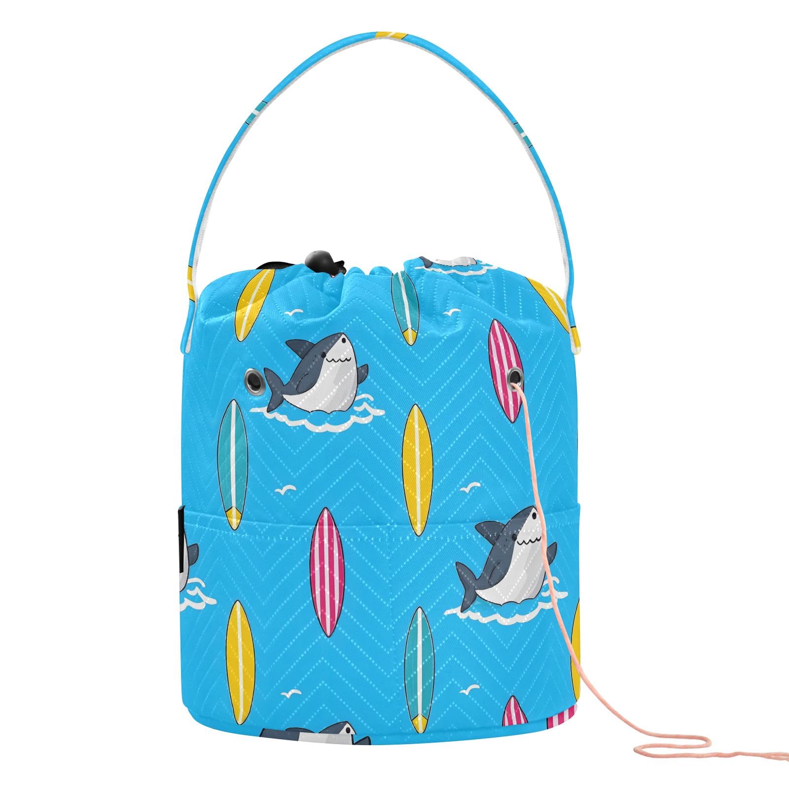 Yarn Storage Bag Small Crochet Bag Knitting Bag Organizer Shark Surfboard Yarn Bags for Crocheting Basket