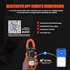 Pinza amperimétrica digital TRMS probador de voltaje AC/DC con APP 6000 cuentas multímetro | Multímetro Bluetooth de rango automático NCV/capacitancia/frecuencia/ciclo de trabajo, resistencia/continuidad/diodo con registrador de datos 5