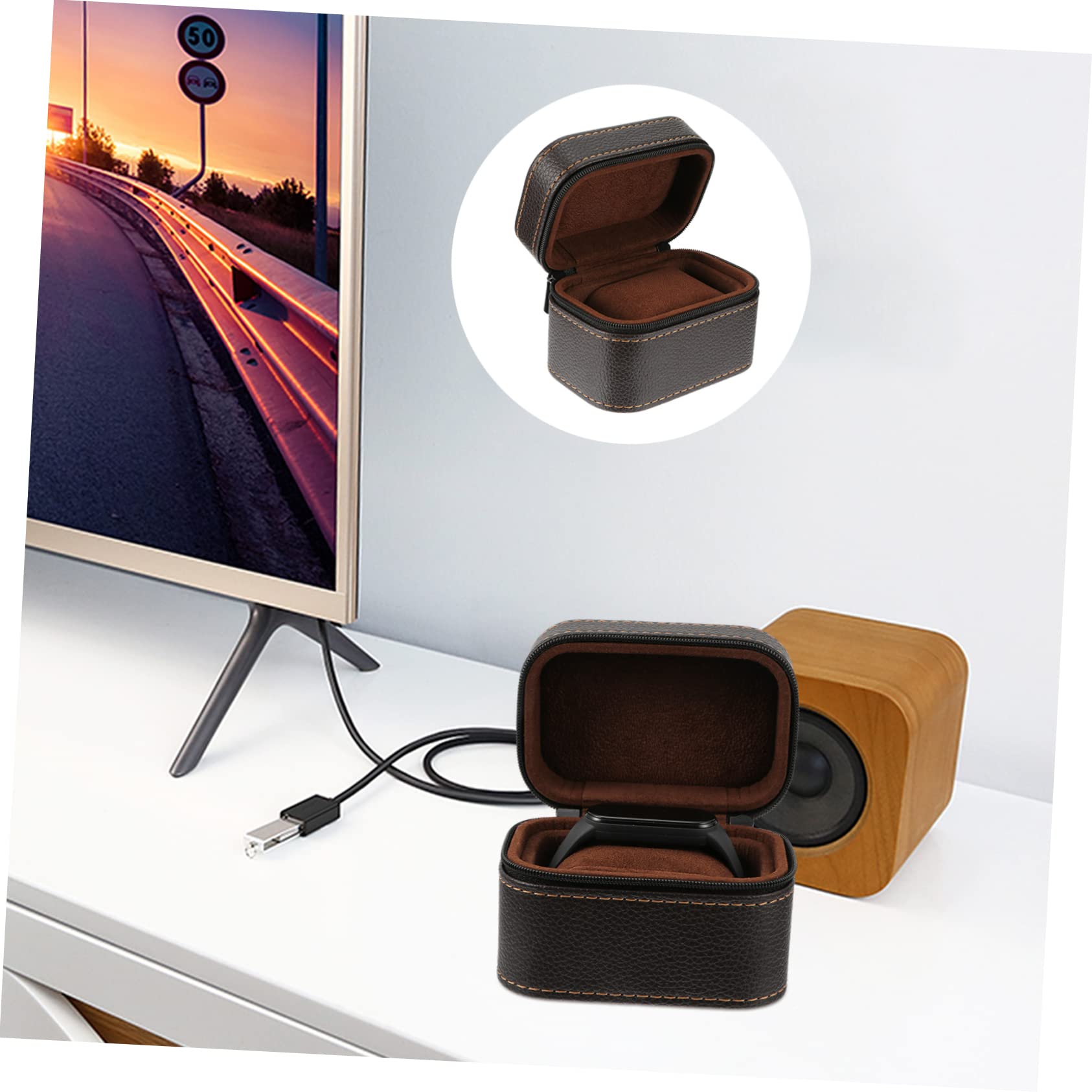 1pezzi Scatola Per Orologio Portatile Cerniera Scatola Porta Orologi in Pelle Organizzatore Per Orologi Da Viaggio Toeletta