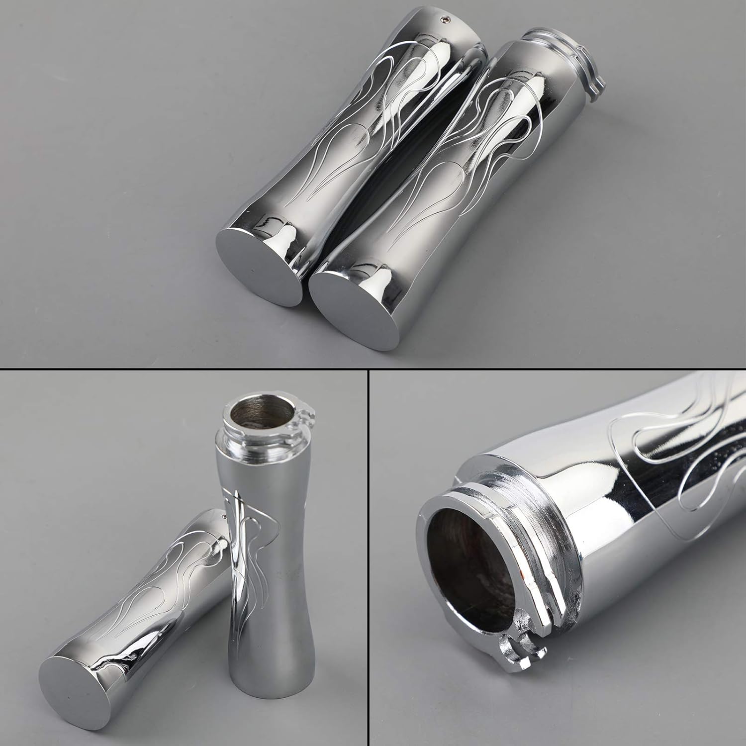 Artudatech Chrome 1" Handlebar Grip Fit for Honda Shadow VLX 600 750 Spirit VTX 1300 1800 for Kawasaki Vulcan 800 Classic Drifter for Harley & for Choppers