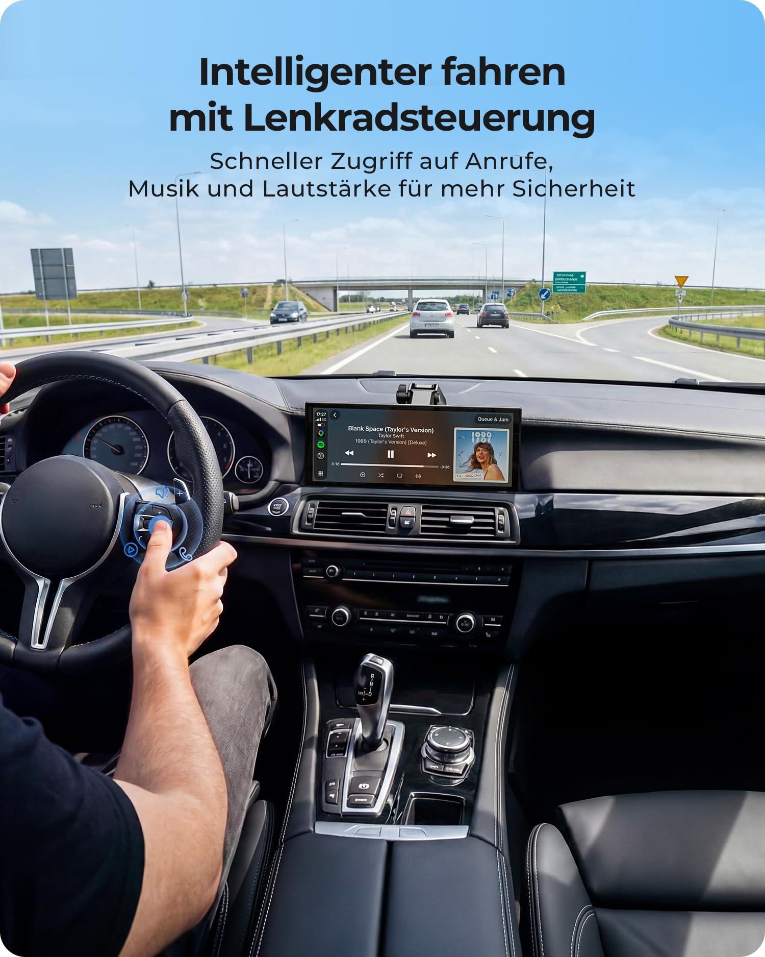 10,26" Drahtloses Tragbarer 60FPS Car Play Display mit 4K Dashcam Vorne HD Hinten für Apple Carplay & Android Auto, 1920 * 720 Laminiertes Tablet mit GPS Navigation Bluetooth Mirror Link