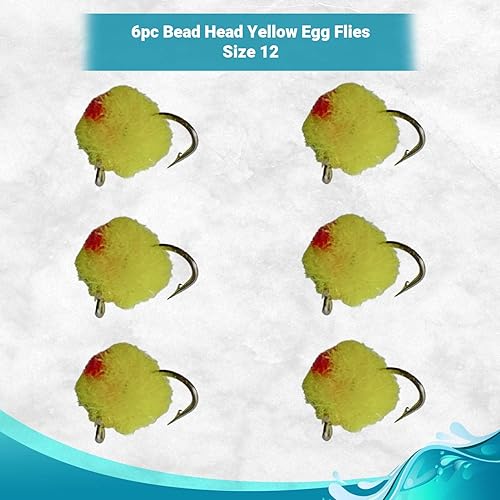 Miniatura 16 de Huevos de trucha y salmón con cabeza de cuentas, 12 señuelos de pesca con mosca en tamaño 12 - Moscas serpentinas y cabeza de acero Combo de 4